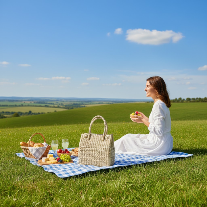 Handmade Woven Straw Tote Bag – Eco-Friendly Summer Handbag for Women